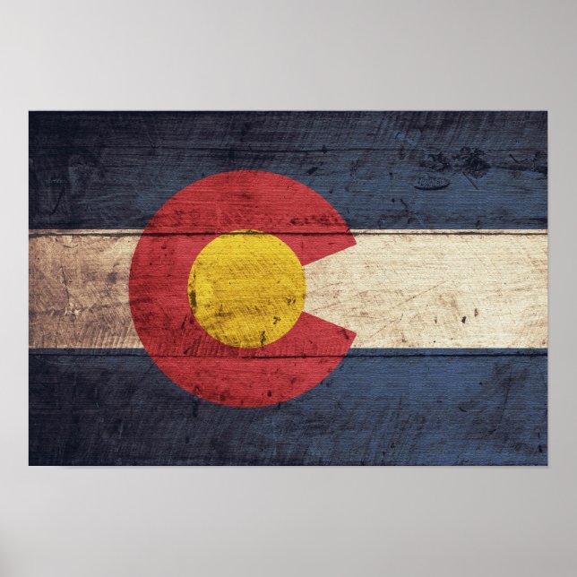 Old Wooden Colorado Flagga Poster (Framsidan)
