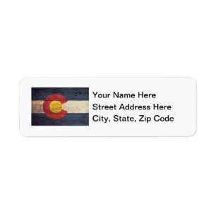 Old Wooden Colorado Flagga Returadress Etikett