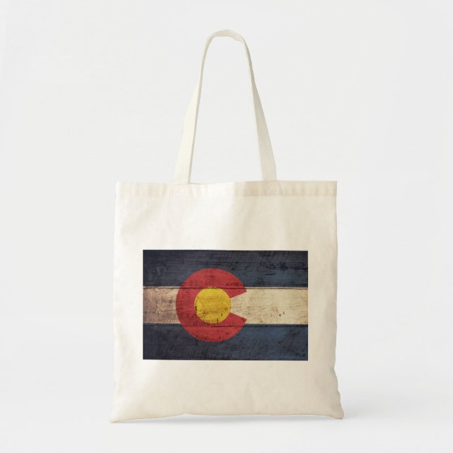 Old Wooden Colorado Flagga Tygkasse (Framsidan)