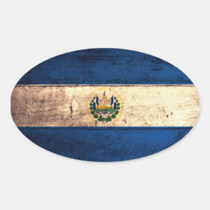 Old Wooden El Salvador Flagga Ovalt Klistermärke