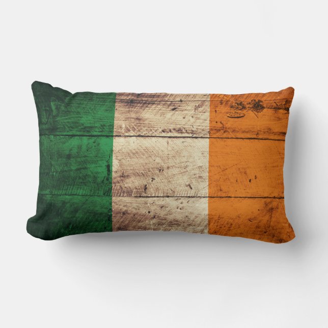 Old Wooden Ireland Flagga Lumbarkudde (Framsida)