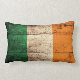 Old Wooden Ireland Flagga Lumbarkudde