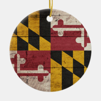 Old Wooden Maryland Flagga Julgransprydnad Keramik