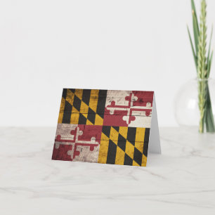 Old Wooden Maryland Flagga Kort