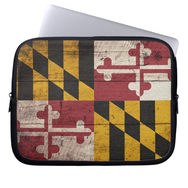 Old Wooden Maryland Flagga Laptop Sleeve (Framsidan)