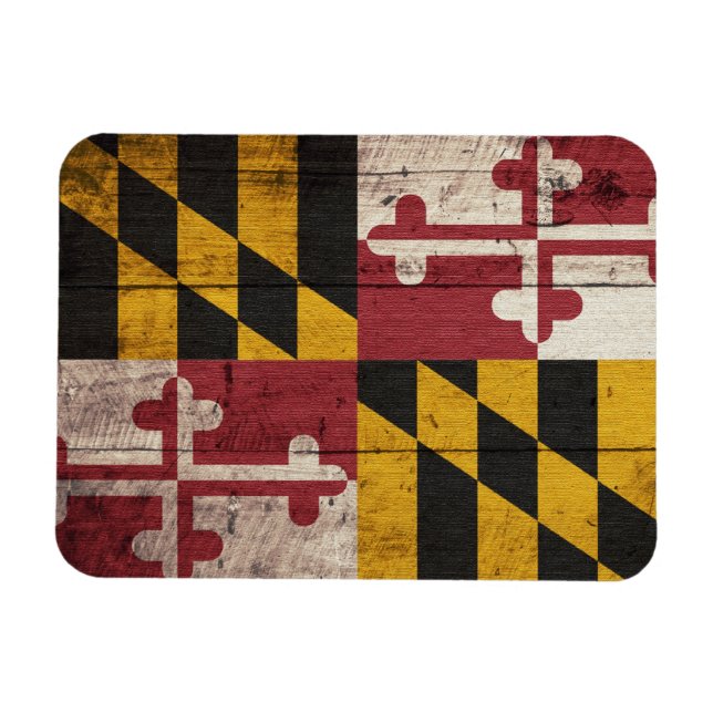 Old Wooden Maryland Flagga Magnet (Horisontell)