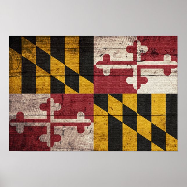 Old Wooden Maryland Flagga Poster (Framsidan)