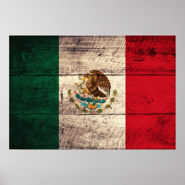 Old Wooden Mexico Flagga Poster (Framsidan)
