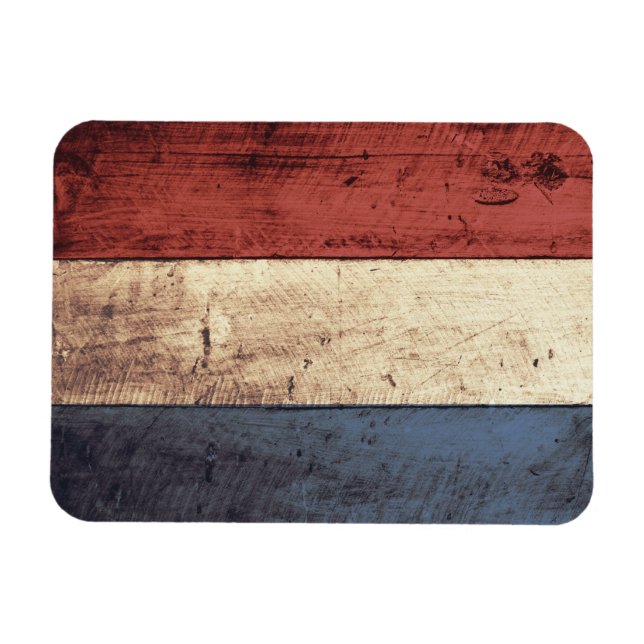 Old Wooden Netherlands Flagga Magnet (Horisontell)