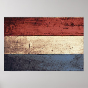 Old Wooden Netherlands Flagga Poster