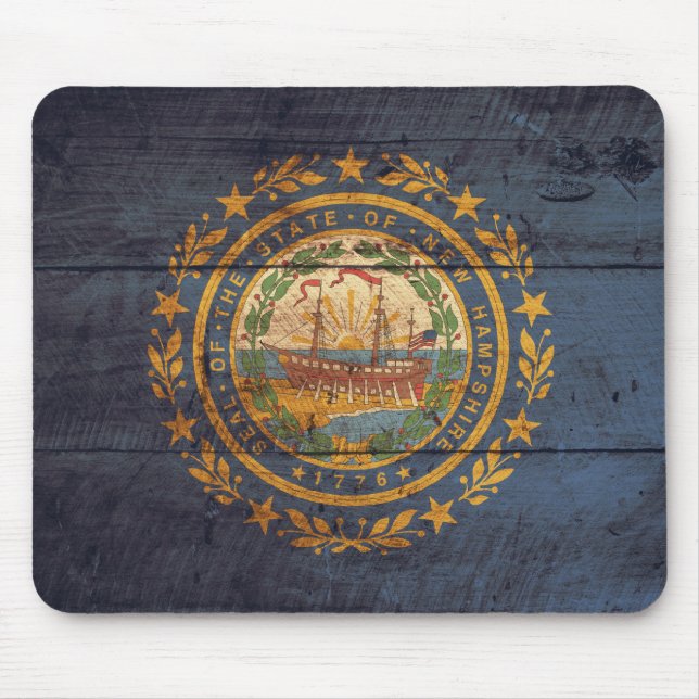 Old Wooden New Hampshire Flagga; Musmatta (Framsidan)