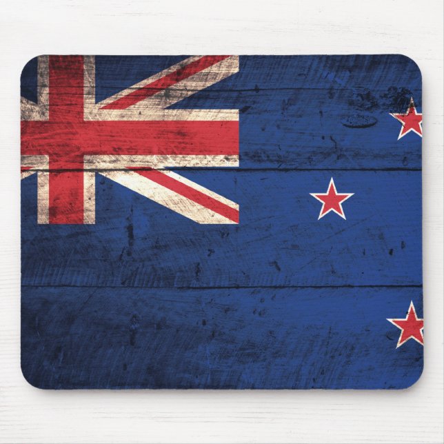 Old Wooden New Zealand Flagga Musmatta (Framsidan)