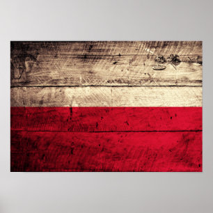 Old Wooden Polen Flagga Poster