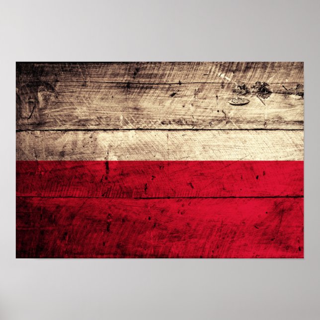 Old Wooden Polen Flagga Poster (Framsidan)