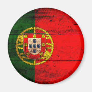 Old Wooden Portugal Flagga Magnet
