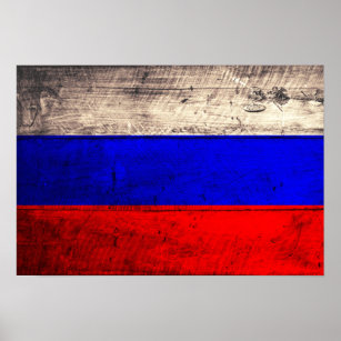 Old Wooden Russian Flagga Poster