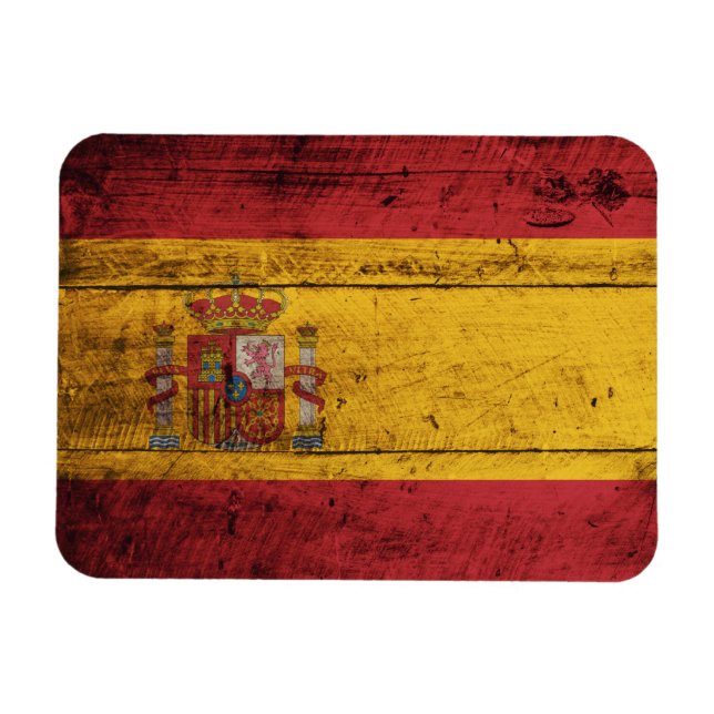 Old Wooden Spain Flagga Magnet (Horisontell)