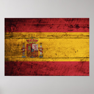 Old Wooden Spain Flagga Poster