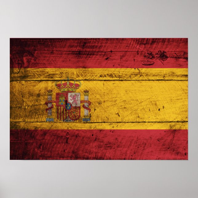 Old Wooden Spain Flagga Poster (Framsidan)