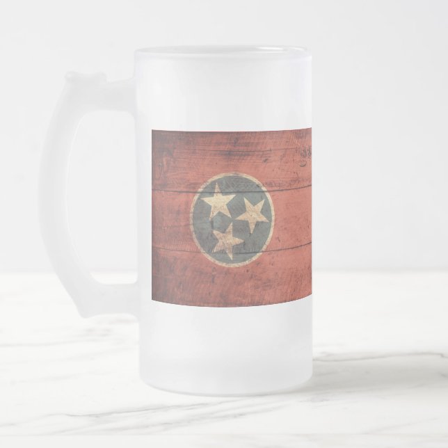 Old Wooden Tennessee Flagga Frostat Ölglas (Vänster)