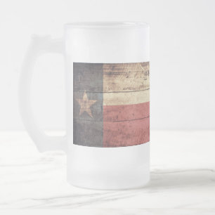 Old Wooden Texas Flagga; Frostat Ölglas