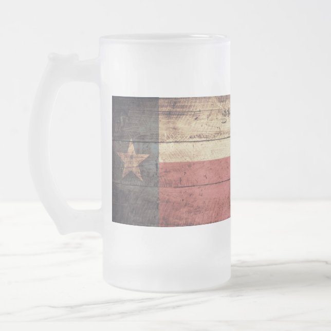 Old Wooden Texas Flagga; Frostat Ölglas (Vänster)