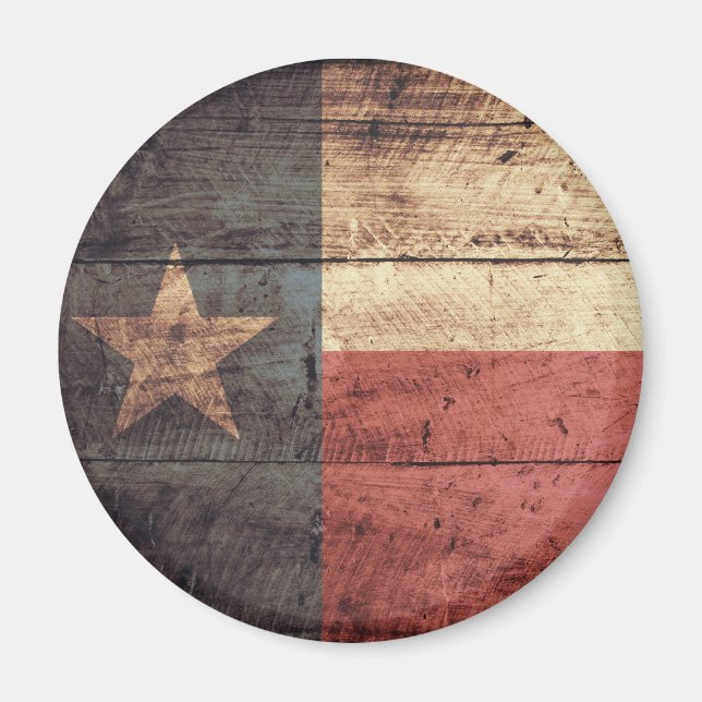Old Wooden Texas Flagga; Magnet (Framsidan)