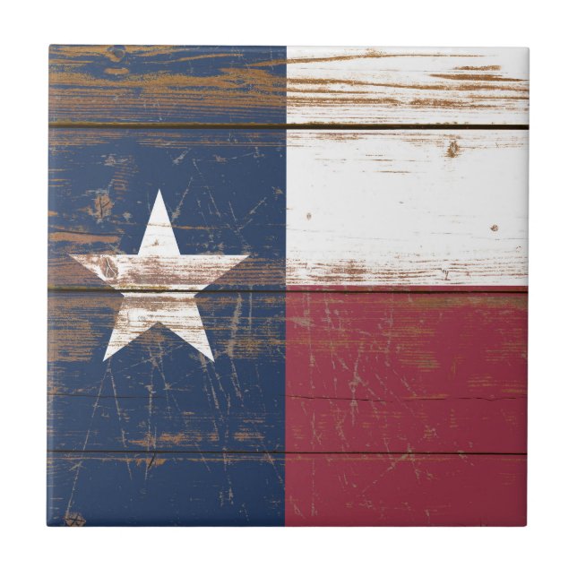 Old Wooden Texas Statlig flagga Kakelplatta (Framsidan)