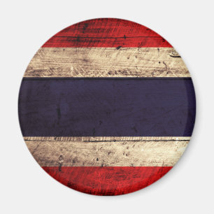 Old Wooden Thailand Flagga Magnet