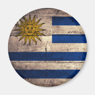 Old Wooden Uruguay Flagga Magnet