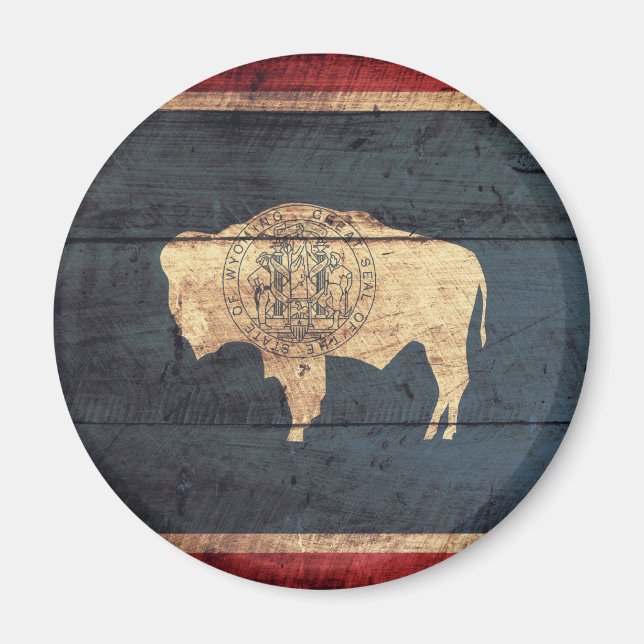 Old Wooden Wyoming Flagga Magnet (Framsidan)