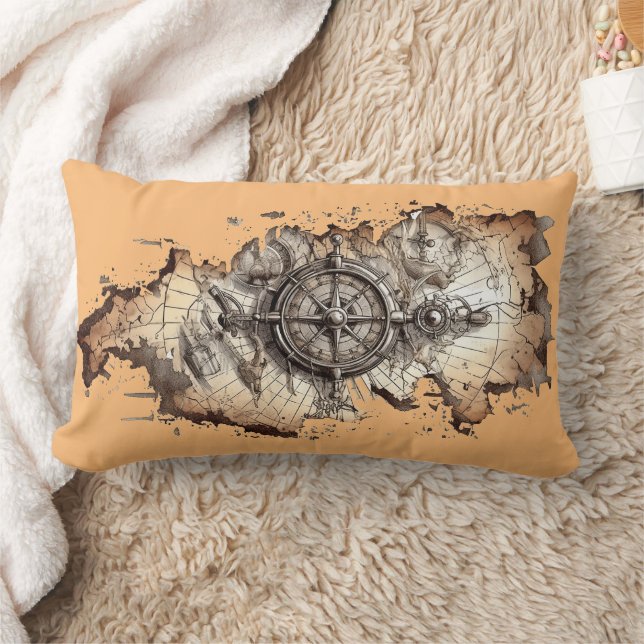 "Old World Explorer" Lumbar Pillow Lumbarkudde (Filt)