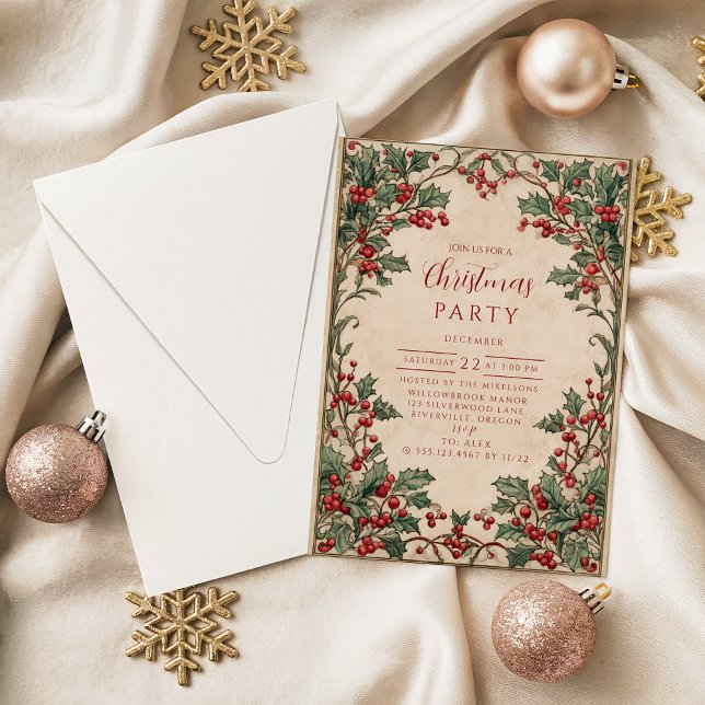 Old World Holly & Ivy Inbjudningar (Skapare uppladdad)