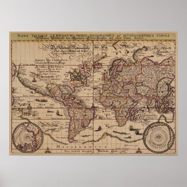 "Old World Map 16th Century Replica Poster (Framsidan)