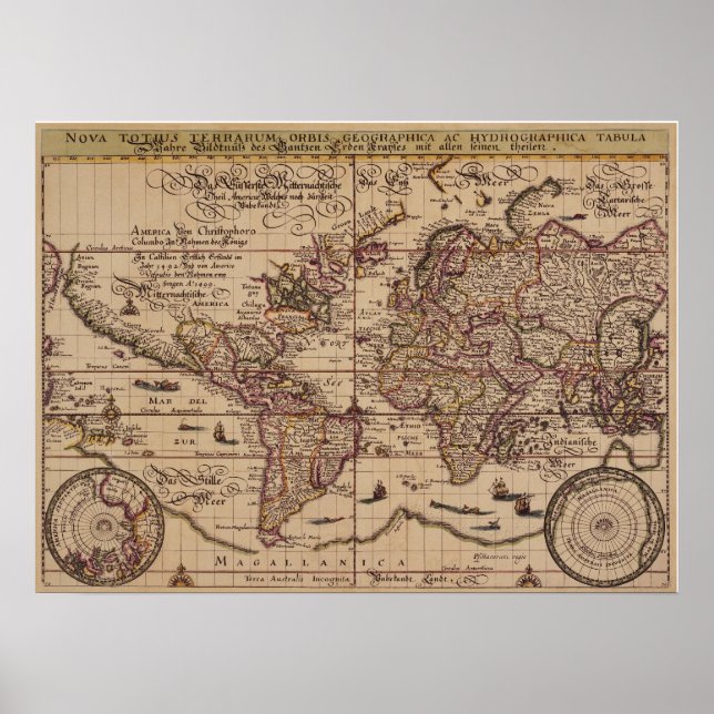 "Old World Map 16th Century Replica Poster (Framsidan)