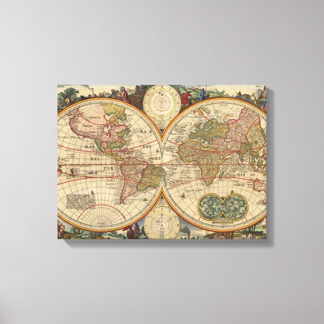 Old World Map By Nicolaas Visscher Canvastryck (Framsida)