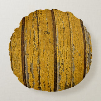 Old yellow door or fence with different paint, nat rund kudde