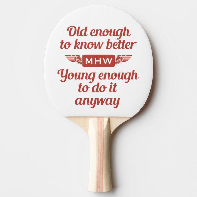 "Old & Young" anpassningsbar monogram ping pong pa Pingisracket (Framsidan)