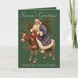Olde German Father Christmas Riding A Donkey Kort