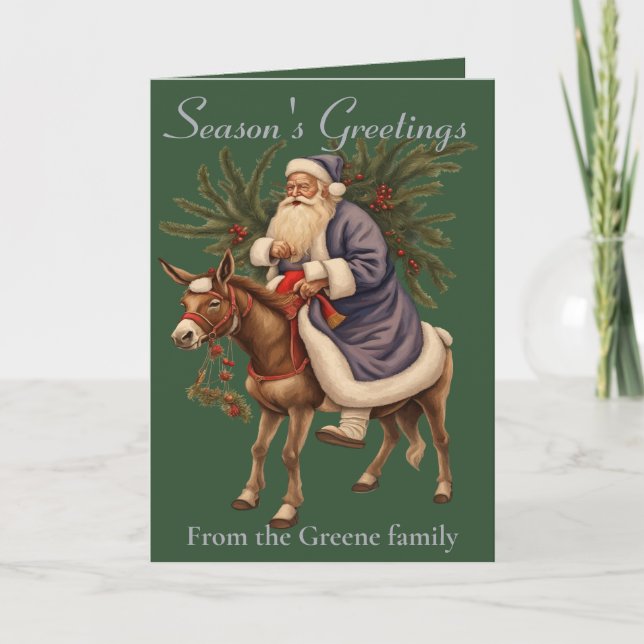 Olde German Father Christmas Riding A Donkey Kort (Framsida)