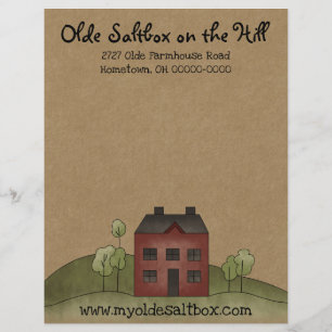 Olde Red Saltbox Primitive Letterhead Brevhuvud