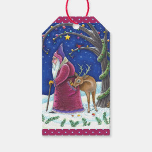 OLDE WORLD BELSNICKLE & HUNGRIG REINDEER, CHRISTMA PRESENTETIKETT