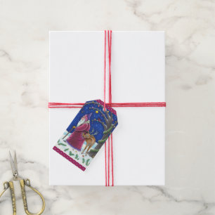OLDE WORLD BELSNICKLE & HUNGRIG REINDEER, CHRISTMA PRESENTETIKETT