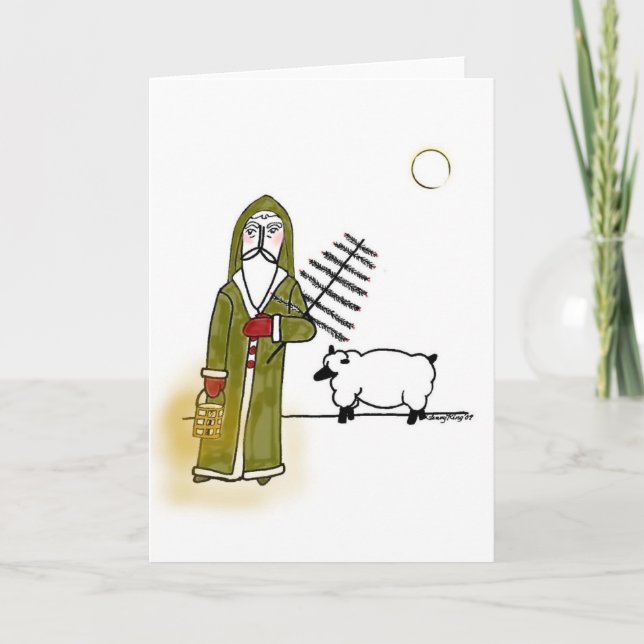 Olde World Santa n Sheep Helgkort (Framsida)