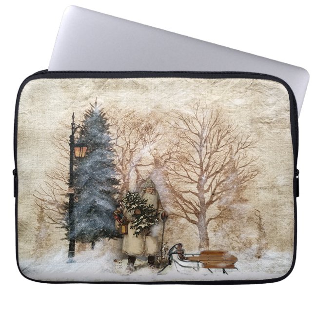 Olde World Santa with Sled-Project Bag Laptop Fodral (Framsidan)