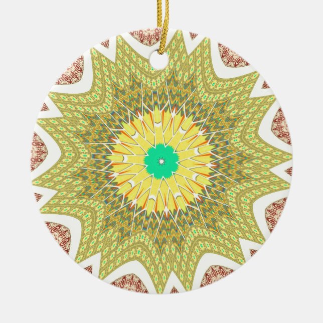 OLDEN GULT Afrikas etniska stammar mönster Julgransprydnad Keramik (Framsidan)