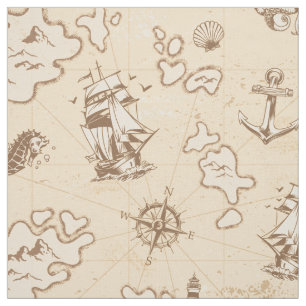 Olden nautisk termisk sepia mönster tyg