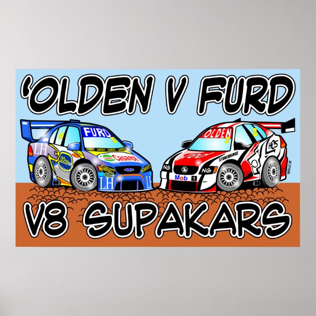 Olden v Furd V8 SupaKars Poster (Framsidan)