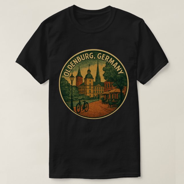 Oldenburg Tyskland Stad Konst T Shirt (Design framsida)