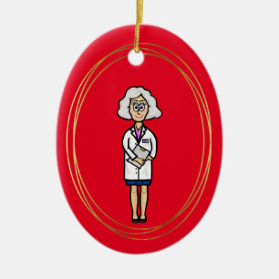 Older Grått Hair Female Doktor Ornament